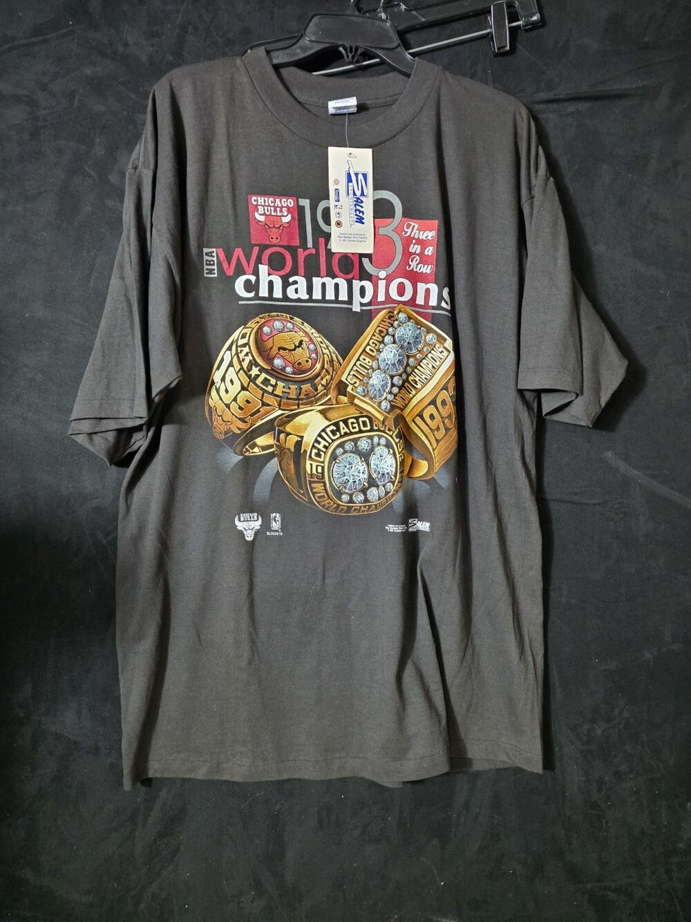 VTG 90s Salem Sportswear Chicago Bulls NBA World Champions Shirt Black Men’s XXL